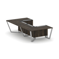 Стол для переговоров П-образный Steel Meet KM-PR.B.SP-07P / Тиквуд Светлый – Графит Глянец – Металл Серый / 1600×3200×750 Стол для переговоров П-образный Steel Meet KM-PR.B.SP-07P / Тиквуд Светлый – Графит Глянец – Металл Серый / 1600×3200×750