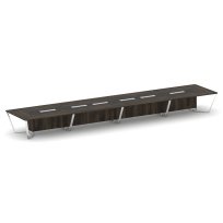 Стол для переговоров прямоугольный Steel Meet MM-PR.B.SP-24 / Тиквуд Светлый – Графит Глянец – Нержавеющая Сталь – Хром / 8000×1600×750