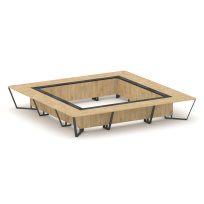 Стол для переговоров квадратный Steel Meet KM-PR.B.SP-24K / Тиквуд Светлый – Графит Глянец – Металл Антрацит / 4800×4800×750 Стол для переговоров квадратный Steel Meet KM-PR.B.SP-24K / Тиквуд Светлый – Графит Глянец – Металл Антрацит / 4800×4800×750