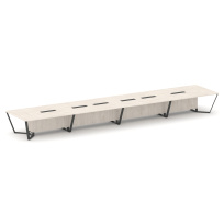 Стол для переговоров прямоугольный Steel Meet KD-PR.B.SP-24 / Тиквуд Светлый – Металл Антрацит / 8000×1600×750