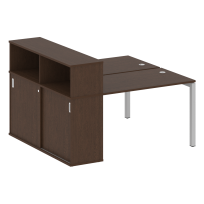 Metal System Quattro Р. ст. с шкафом-купе на П-образном м/к 50БП.РС-СШК-2.2 Т Акация/Антрацит металл 1610*1475*1098