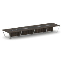 Стол для переговоров прямоугольный Steel Meet KM-PR.B.SP-20 / Тиквуд Светлый – Графит Глянец – Металл Серый / 6400×1600×750 Стол для переговоров прямоугольный Steel Meet KM-PR.B.SP-20 / Тиквуд Светлый – Графит Глянец – Металл Серый / 6400×1600×750