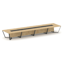 Стол для переговоров прямоугольный Steel Meet KM-PR.B.SP-20 / Тиквуд Светлый – Графит Глянец – Металл Антрацит / 6400×1600×750 Стол для переговоров прямоугольный Steel Meet KM-PR.B.SP-20 / Тиквуд Светлый – Графит Глянец – Металл Антрацит / 6400×1600×750