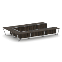 Стол для переговоров П-образный Steel Meet KM-PR.B.SP-15P / Тиквуд Светлый – Графит Глянец – Металл Серый / 4800×3200×750 Стол для переговоров П-образный Steel Meet KM-PR.B.SP-15P / Тиквуд Светлый – Графит Глянец – Металл Серый / 4800×3200×750
