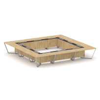 Стол для переговоров квадратный Steel Meet KM-PR.B.SP-24K / Тиквуд Светлый – Графит Глянец – Металл Серый / 4800×4800×750 Стол для переговоров квадратный Steel Meet KM-PR.B.SP-24K / Тиквуд Светлый – Графит Глянец – Металл Серый / 4800×4800×750