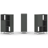 Стеллаж-перегородка двухсторонний средний трёхъярусный Style Project SN.NSD-321 Тиквуд Светлый/Металл Белый 754×400×1248