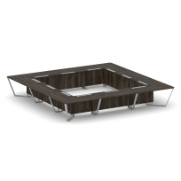 Стол для переговоров квадратный Steel Meet KM-PR.B.SP-24K / Тиквуд Светлый – Графит Глянец – Металл Серый / 4800×4800×750 Стол для переговоров квадратный Steel Meet KM-PR.B.SP-24K / Тиквуд Светлый – Графит Глянец – Металл Серый / 4800×4800×750