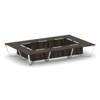 Стол для переговоров прямоугольный Steel Meet MM-PR.B.SP-20K / Тиквуд Светлый – Графит Глянец – Нержавеющая Сталь – Хром / 4800×3200×750